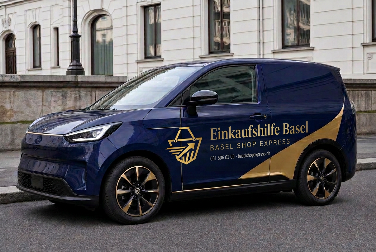 Auto von Einkaufshilfe Basel in Blau und Gold