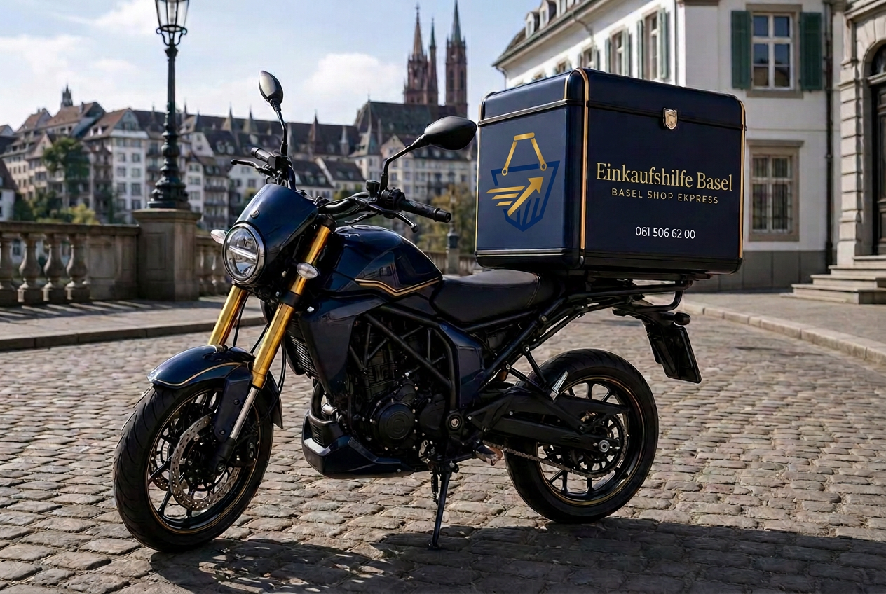 Motorrad von Einkaufshilfe Basel in Blau und Gold