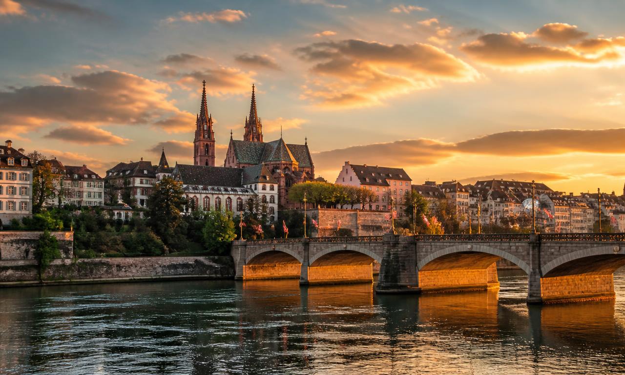 Mittlere Brücke in Basel über den Rhein